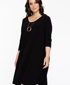 Yoek Jurk Swing kneelength | Zwart | Maat 38/40