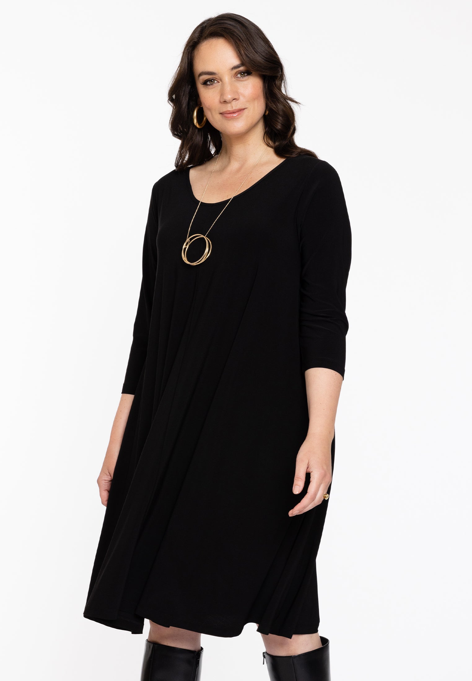 Yoek Jurk Swing kneelength | Zwart | Maat 38/40