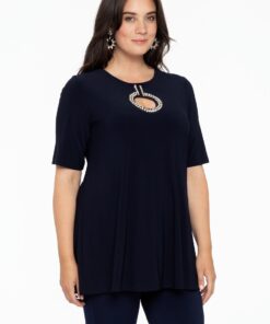 Yoek Tuniek flare met ring | Blauw | Maat 42/44