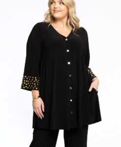 Yoek Vest met pailletten | Zwart | Maat 38/40