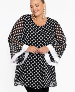 Yoek Tuniek wide bottom DOTS | Zwart | Maat 42/44