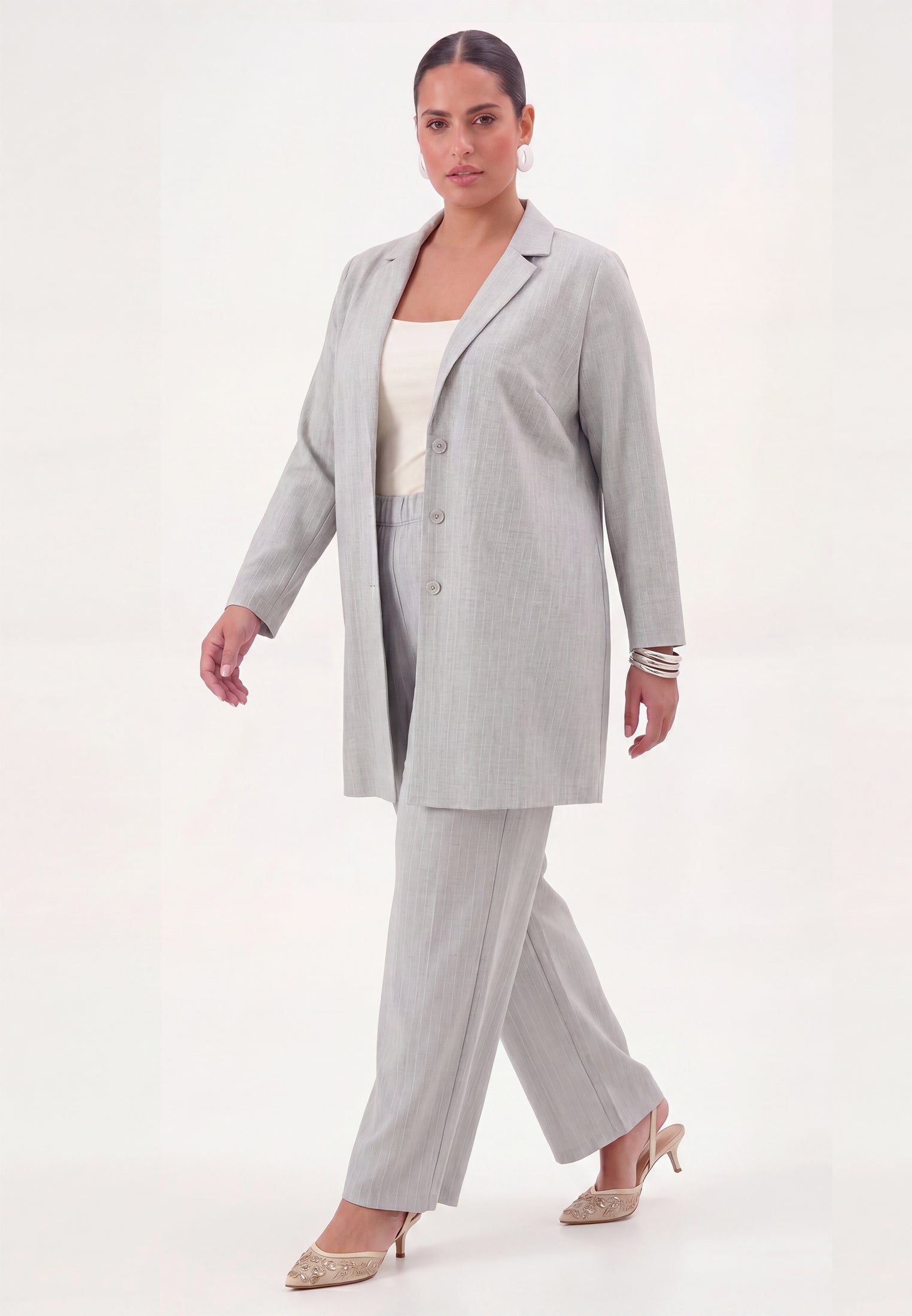 Yoek Blazer relaxed PINSTRIPE | Grijs | Maat 50/52