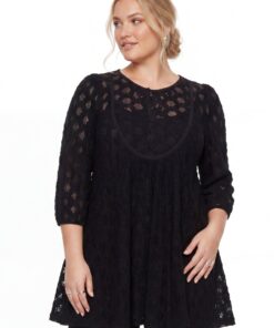 Yoek Tuniek wide bottom DENTEL | Zwart | Maat 54/56