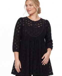 Yoek Tuniek wide bottom DENTEL | Zwart | Maat 54/56