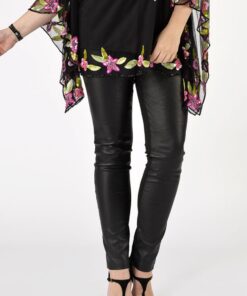 Yoek Legging half stretch leer | Zwart | Maat 52