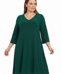 Yoek Jurk met V-hals | Dark Green | Maat 38/40