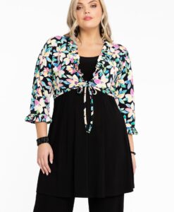 Yoek Bolero met ruches OPAL | Zwart | Maat 42/44