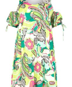 Yoek Jurk off shoulder AMALFI | Groen | Maat 42/44