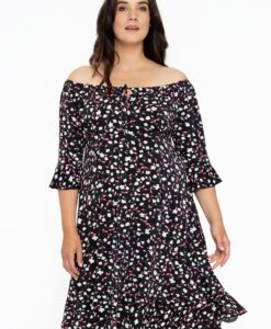 Yoek Jurk met wijde hals BELLIS | Zwart | Maat 38/40