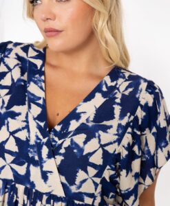 Yoek Lange jurk met ruches TESSA | Blauw | Maat 46/48