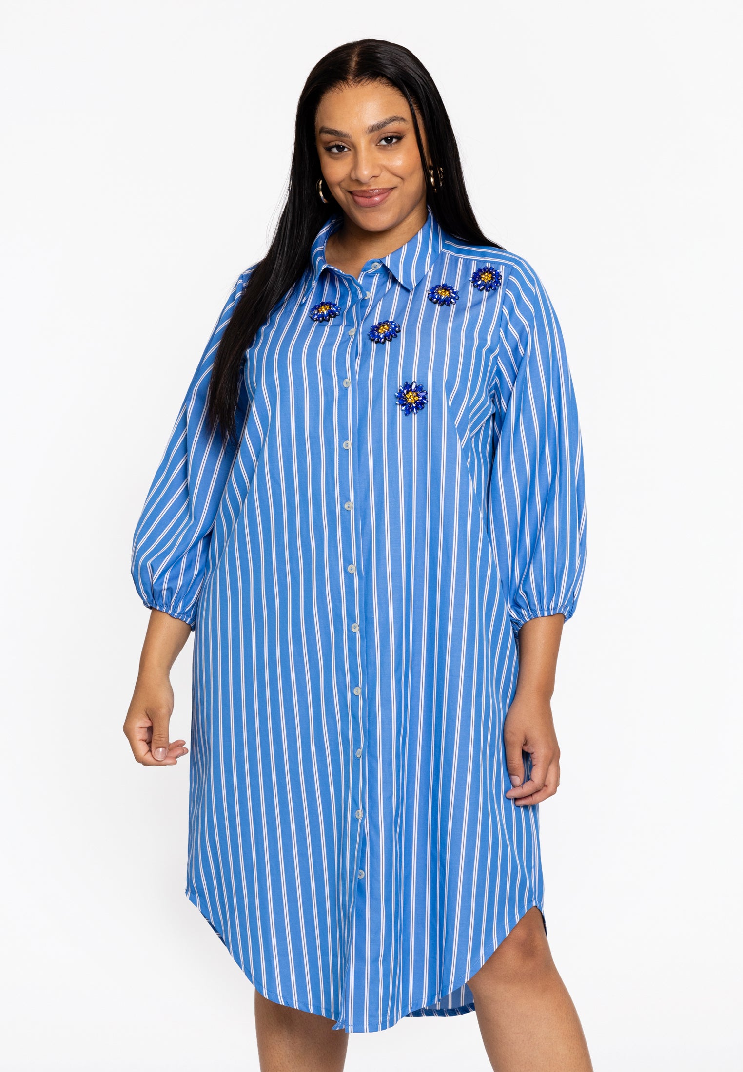 Yoek Blouse-jurk RIGHE | Indigo | Maat 38/40