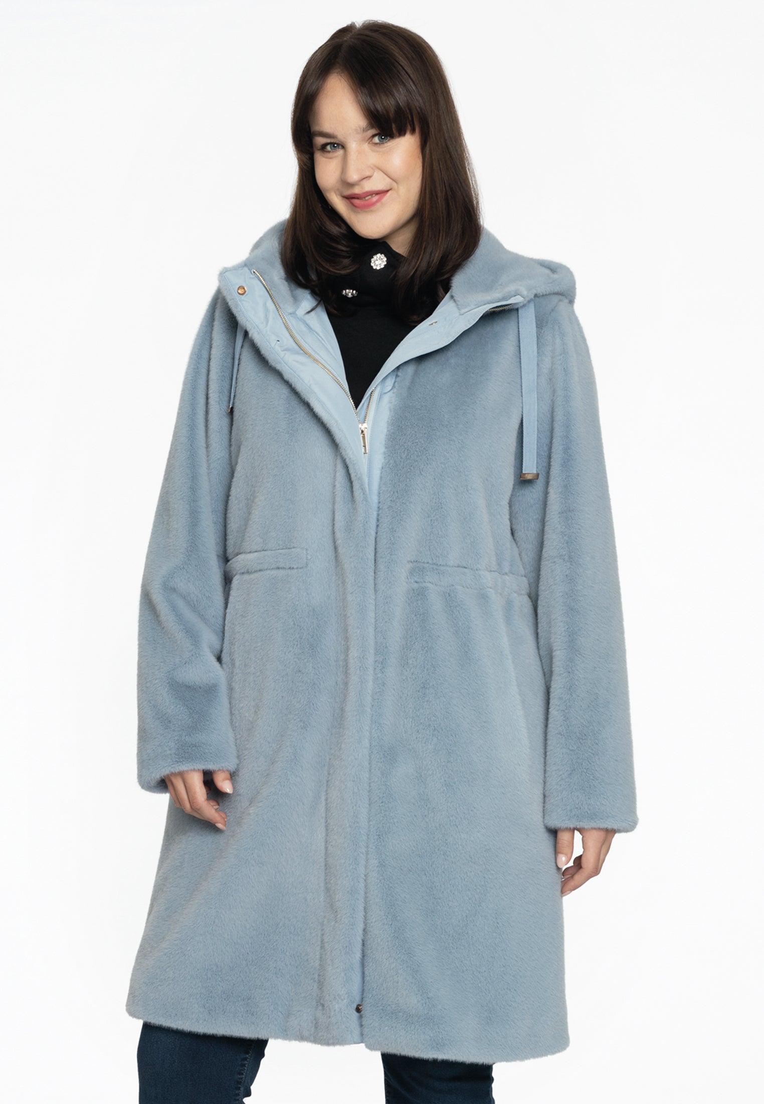 YOEK Jas fur | Lichtblauw | Maat 42