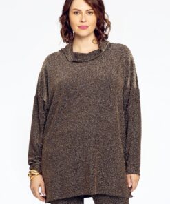 YOEK Trui met turtle neck LUREX | Goud | Maat 42/44