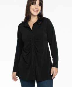 YOEK Blouse met plooien | Zwart | Maat 58/60