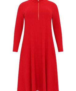 YOEK Trui-jurk met rits | Rood | Maat 38/40