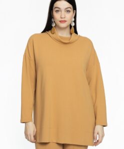 YOEK Trui met turtle neck | Lichtbruin | Maat 46/48