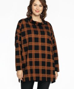 YOEK Trui met turtle neck CHECK | Zwart | Maat 38/40