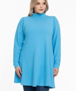 YOEK Tuniek wide bottom pofmouw | Grote maten tuniek | Lichtblauw | Maat 38/40