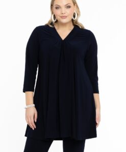 YOEK Tuniek wide bottom | Grote maten tuniek | Blauw | Maat 38/40