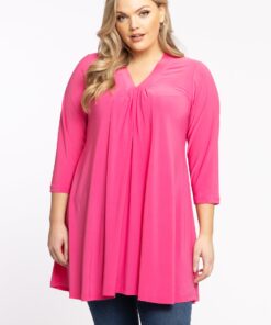 YOEK Tuniek wide bottom | Grote maten tuniek | Roze | Maat 42/44
