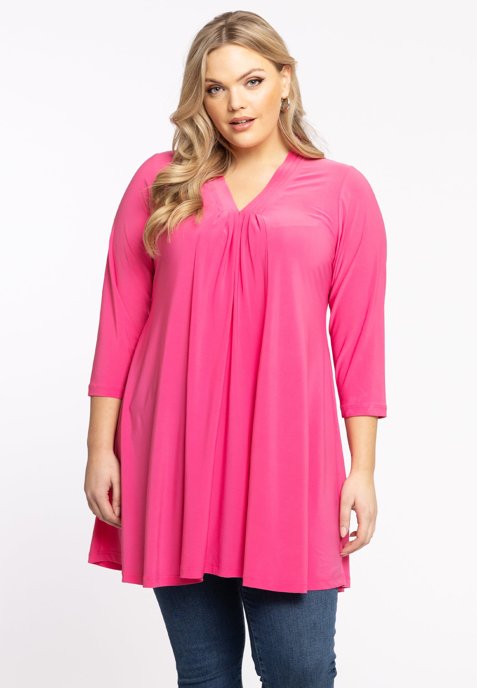 YOEK Tuniek wide bottom | Grote maten tuniek | Roze | Maat 42/44