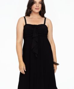 YOEK Zomerjurk met strik | Zwart | Maat 38/40