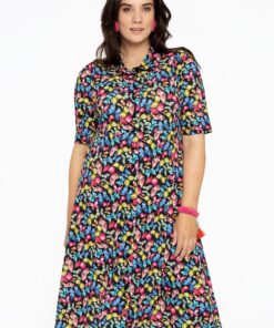 YOEK Jurk met knopen | Zwart | Maat 38/40
