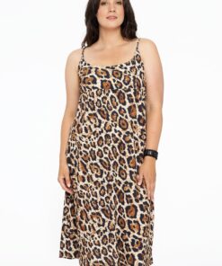 YOEK Spaghetti jurk | Lichtbruin | Maat 38/40