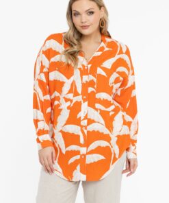 YOEK Blouse oversized PALM TREE | Oranje | Maat 38/40