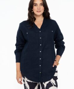 YOEK Blouse V-hals | Blauw | Maat 42/44
