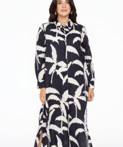 YOEK Lange blouse PALM TREE | Blauw | Maat 38/40