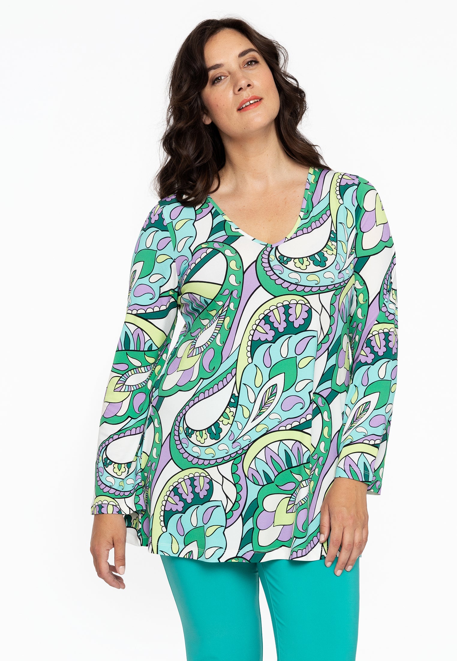 YOEK Tuniek flare BARI | Grote maten tuniek | Wit | Maat 42/44