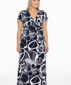 YOEK Lange jurk SKETCH | Blauw | Maat 38/40