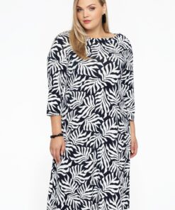 YOEK Jurk met boothals SEA LEAF | Zwart | Maat 38/40