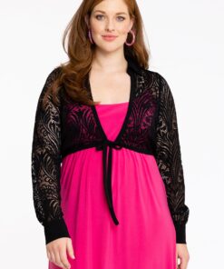 YOEK Bolero met kant | Zwart | Maat 42/44