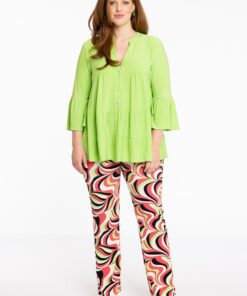YOEK Tuniek met ruches | Grote maten tuniek | Groen | Maat 46/48