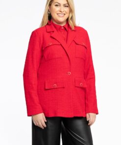 YOEK Blazer met zakken BOUCLE | Rood | Maat 38/40