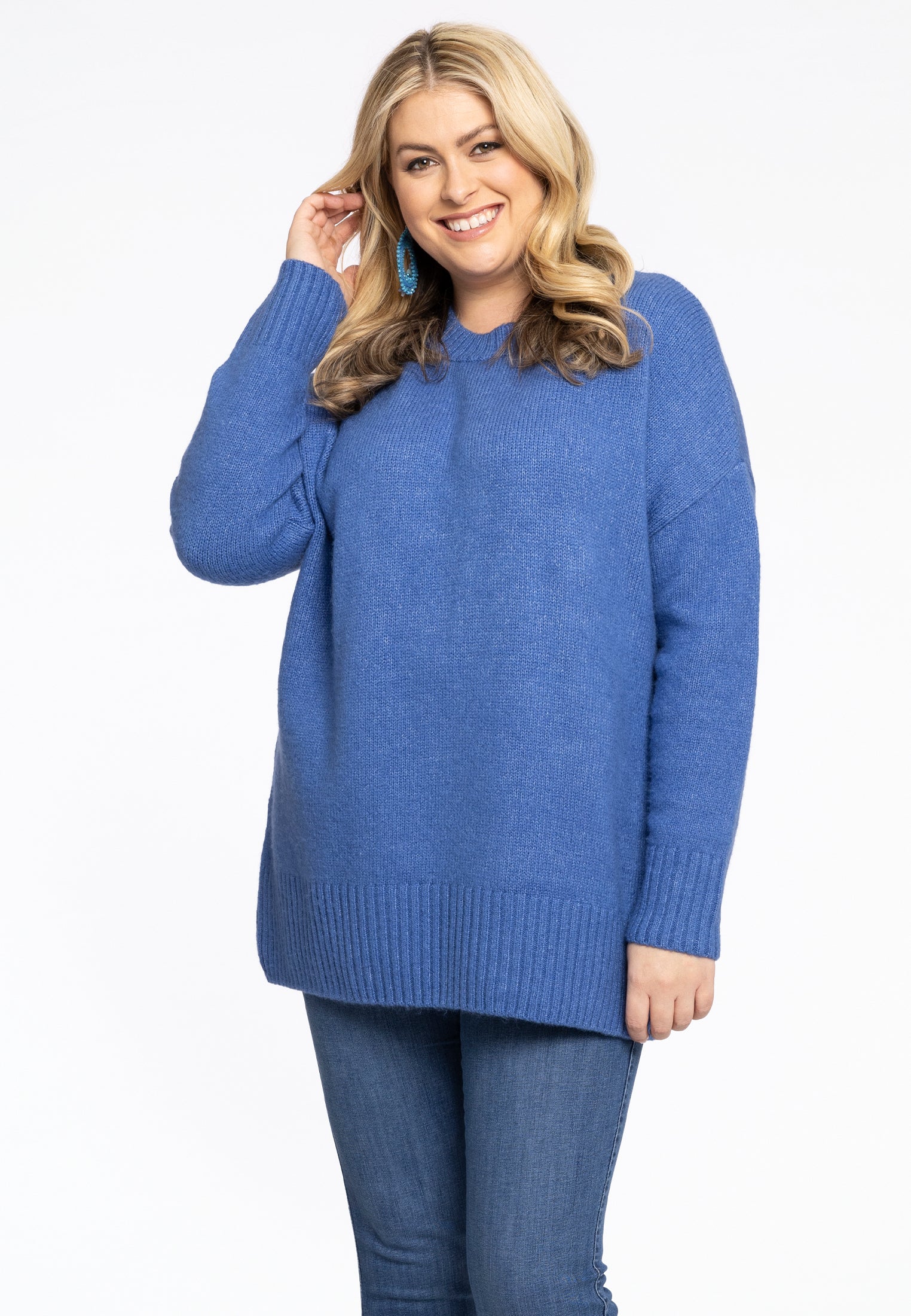 YOEK Pullover met ronde hals | Blauw | Maat 38/40