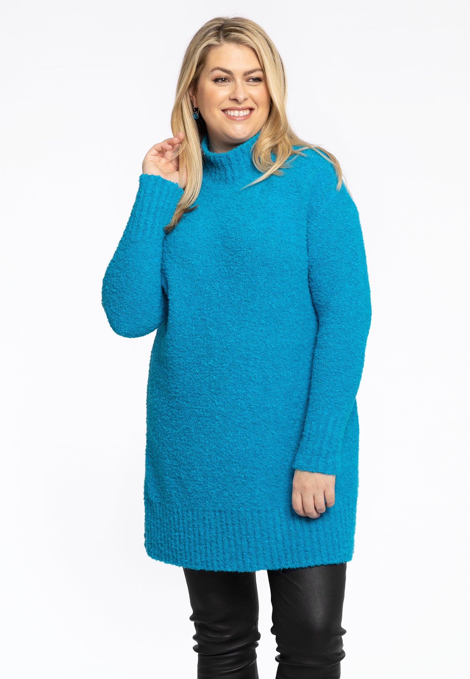 YOEK Pullover High Neck Teddy | Turquoise | Maat 42/44