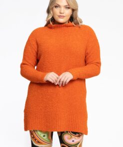 YOEK Pullover High Neck Teddy | Oranje | Maat 46/48