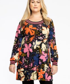 YOEK Tuniek Wide Bottom FIORE | Grote maten tuniek | Zwart | Maat 42/44