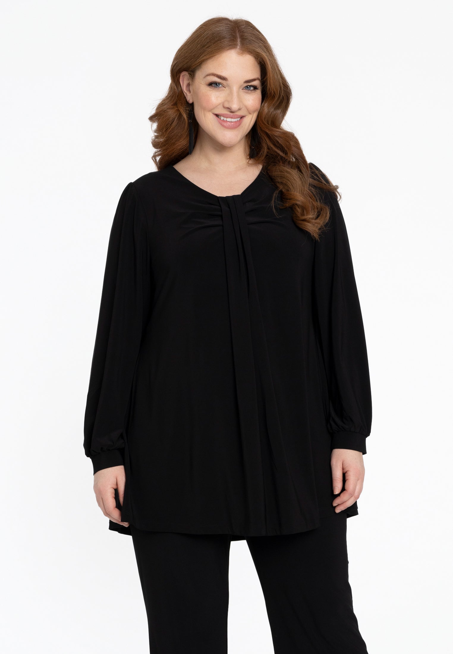 YOEK Tuniek geknoopt | Grote maten tuniek | Zwart | Maat 58/60