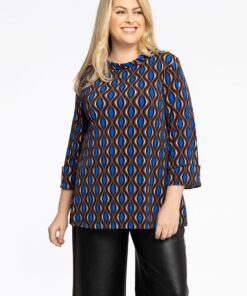 YOEK Shirt A-lijn met col | Bruin | Maat 38/40