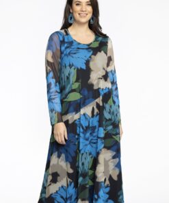 YOEK Jurk met ronde hals | Blauw | Maat 38/40