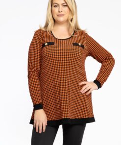 YOEK Tuniek Flare KARINA | Grote maten tuniek | Oranje | Maat 42/44