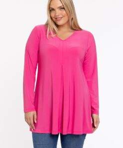 YOEK Tuniek V-hals | Grote maten tuniek | Roze | Maat 42/44