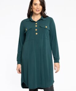 YOEK Polo-jurk Crepe | Groen | Maat 42/44