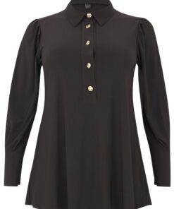 YOEK Blouse flare met pofmouwen | Zwart | Maat 38/40