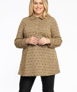 YOEK Tunic polo DIAMONDS | Lichtbruin | Maat 42/44