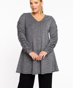 YOEK Tuniek wide bottom FESTA | Grote maten tuniek | Zwart | Maat 50/52